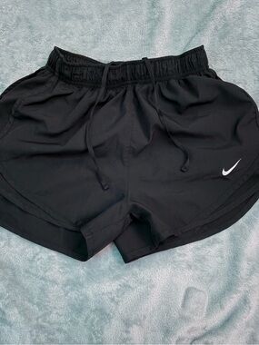 Nike Women’s Black Athletic Running Shorts with White Swoosh